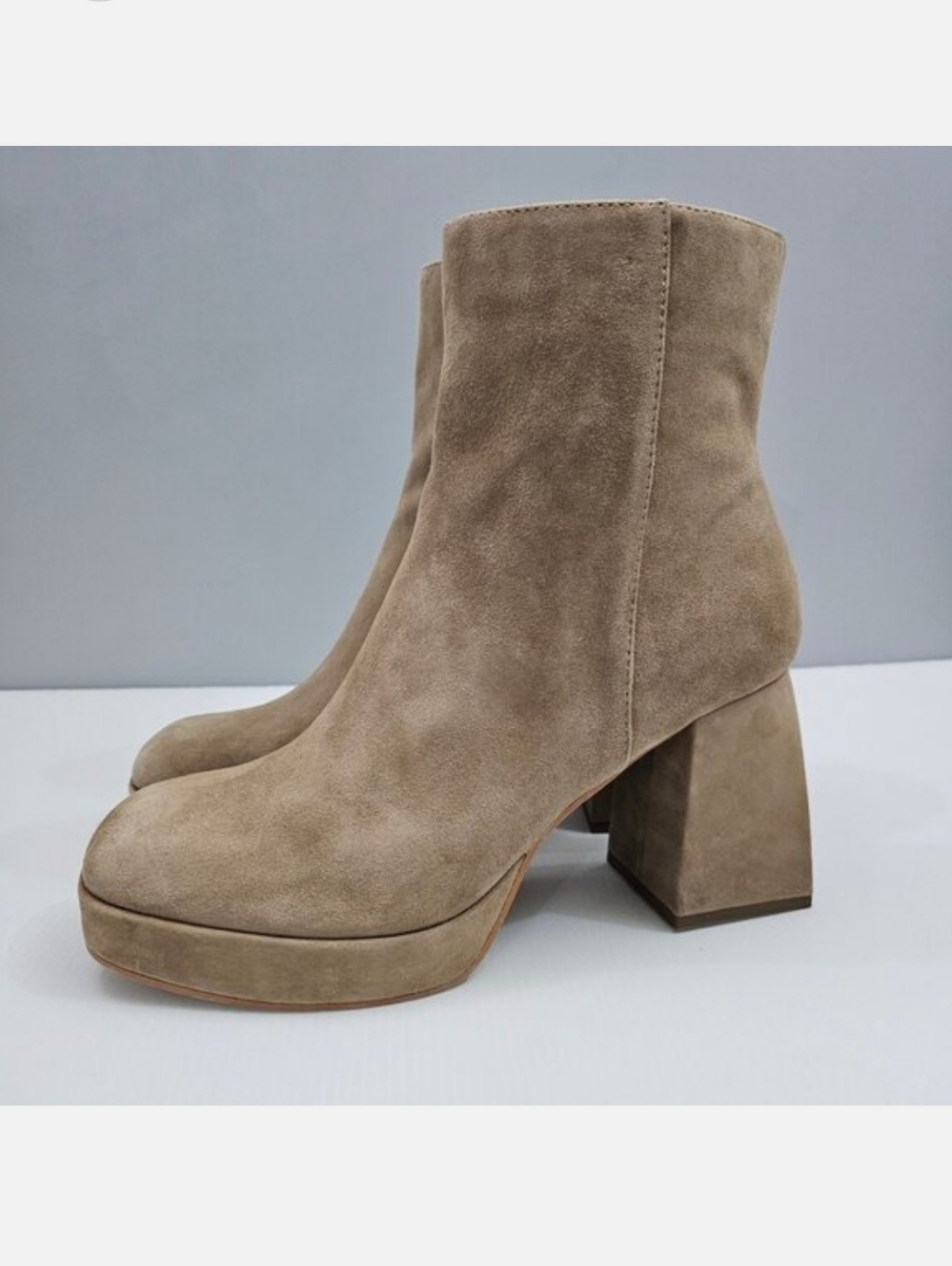 Dolce Vita Gracie Ankle Boot Womens 10 Taupe Suede Platform Block Heel Fall